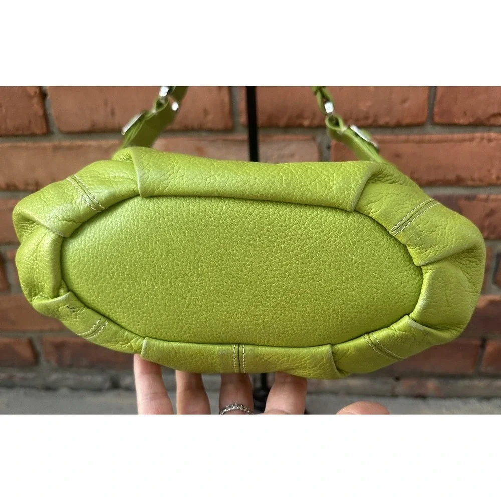 TIGNANELLO Pebbled Leather Green Hobo Zip Top Purse Bag Shoulder Y2K 90's